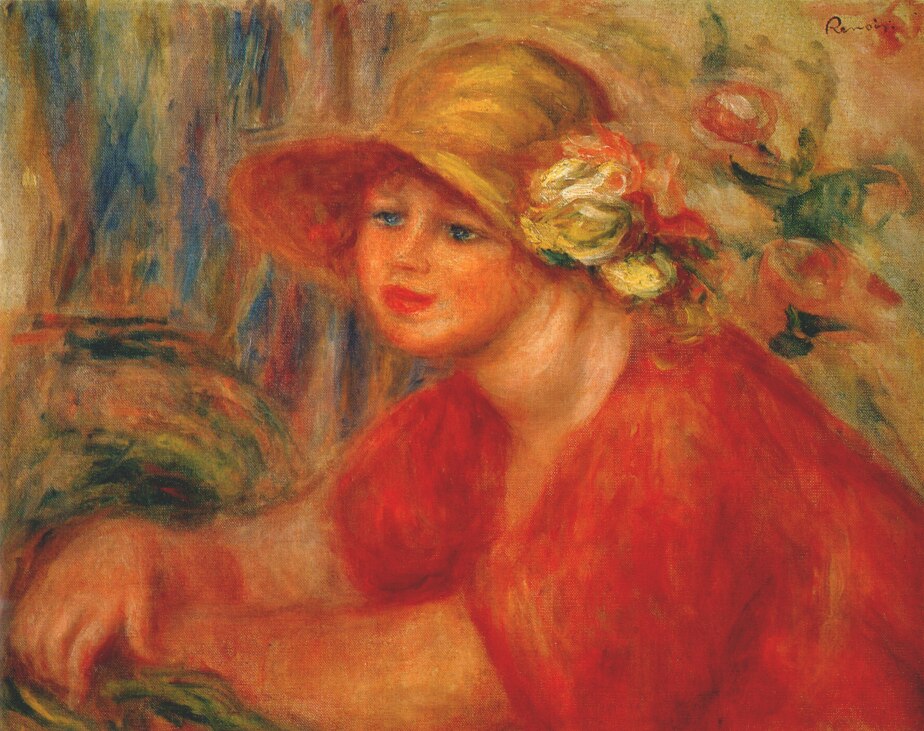 Woman in a hat with flowers 1917
